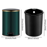 Trash Can with Foot Pedal Simple Dustbin Garbage Bin for Dorm Restroom Lobby Gold Green