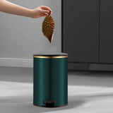 Trash Can with Foot Pedal Simple Dustbin Garbage Bin for Dorm Restroom Lobby Gold Green