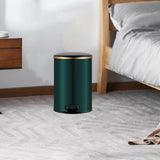 Trash Can with Foot Pedal Simple Dustbin Garbage Bin for Dorm Restroom Lobby Gold Green