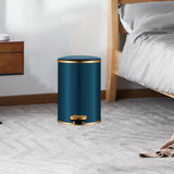 Trash Can with Foot Pedal Simple Dustbin Garbage Bin for Dorm Restroom Lobby Gold Blue
