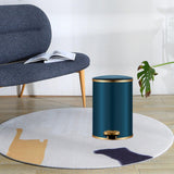 Trash Can with Foot Pedal Simple Dustbin Garbage Bin for Dorm Restroom Lobby Gold Blue