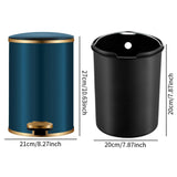 Trash Can with Foot Pedal Simple Dustbin Garbage Bin for Dorm Restroom Lobby Gold Blue