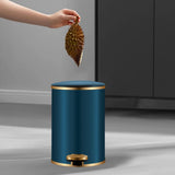 Trash Can with Foot Pedal Simple Dustbin Garbage Bin for Dorm Restroom Lobby Gold Blue