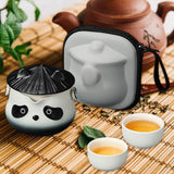 Travel Tea Set with Portable Bag Cute Ceramic Teapot for Office Home Camping
