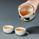 Travel Tea Set with Portable Bag Cute Ceramic Teapot for Office Home Camping