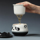 Travel Tea Set with Portable Bag Cute Ceramic Teapot for Office Home Camping