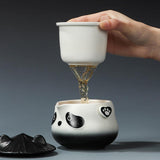 Travel Tea Set with Portable Bag Cute Ceramic Teapot for Office Home Camping