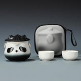 Travel Tea Set with Portable Bag Cute Ceramic Teapot for Office Home Camping