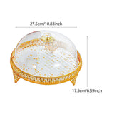Covered Dessert Plate Decorative Snack Platter for Cheesecake Cheese Cookies Gold Flower Plate
