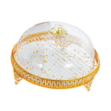 Covered Dessert Plate Decorative Snack Platter for Cheesecake Cheese Cookies Gold Flower Plate