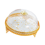 Covered Dessert Plate Decorative Snack Platter for Cheesecake Cheese Cookies Gold Flower Plate