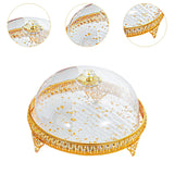 Covered Dessert Plate Decorative Snack Platter for Cheesecake Cheese Cookies Gold Flower Plate