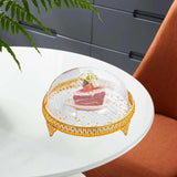 Covered Dessert Plate Decorative Snack Platter for Cheesecake Cheese Cookies Gold Flower Plate