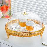 Covered Dessert Plate Decorative Snack Platter for Cheesecake Cheese Cookies Gold Flower Plate