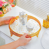 Covered Dessert Plate Decorative Snack Platter for Cheesecake Cheese Cookies Gold Flower Plate