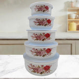 Maxbell 5 Pieces Enamel Covered Bowls Food Prepared Bowls for Prepping Rice Biscuits Style A