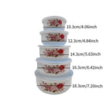 Maxbell 5 Pieces Enamel Covered Bowls Food Prepared Bowls for Prepping Rice Biscuits Style A