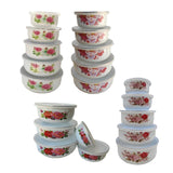 Maxbell 5 Pieces Enamel Covered Bowls Food Prepared Bowls for Prepping Rice Biscuits Style A