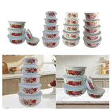 Maxbell 5 Pieces Enamel Covered Bowls Food Prepared Bowls for Prepping Rice Biscuits Style A