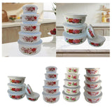 Maxbell 5 Pieces Enamel Covered Bowls Food Prepared Bowls for Prepping Rice Biscuits Style A