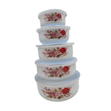 Maxbell 5 Pieces Enamel Covered Bowls Food Prepared Bowls for Prepping Rice Biscuits Style A