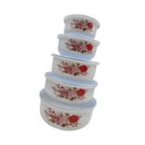 Maxbell 5 Pieces Enamel Covered Bowls Food Prepared Bowls for Prepping Rice Biscuits Style A