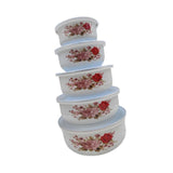 Maxbell 5 Pieces Enamel Covered Bowls Food Prepared Bowls for Prepping Rice Biscuits Style A