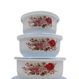 Maxbell 5 Pieces Enamel Covered Bowls Food Prepared Bowls for Prepping Rice Biscuits Style A