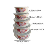Maxbell 5 Pieces Enamel Covered Bowls Food Prepared Bowls for Prepping Rice Biscuits Style B