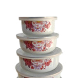 Maxbell 5 Pieces Enamel Covered Bowls Food Prepared Bowls for Prepping Rice Biscuits Style B