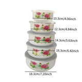 Maxbell 5 Pieces Enamel Covered Bowls Food Prepared Bowls for Prepping Rice Biscuits Style C