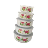 Maxbell 5 Pieces Enamel Covered Bowls Food Prepared Bowls for Prepping Rice Biscuits Style C