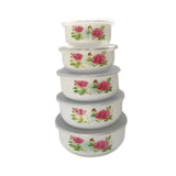 Maxbell 5 Pieces Enamel Covered Bowls Food Prepared Bowls for Prepping Rice Biscuits Style C