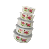 Maxbell 5 Pieces Enamel Covered Bowls Food Prepared Bowls for Prepping Rice Biscuits Style C