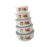 Maxbell 5 Pieces Enamel Covered Bowls Food Prepared Bowls for Prepping Rice Biscuits Style C