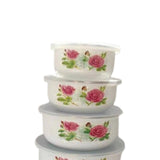 Maxbell 5 Pieces Enamel Covered Bowls Food Prepared Bowls for Prepping Rice Biscuits Style C