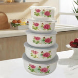 Maxbell 5 Pieces Enamel Covered Bowls Food Prepared Bowls for Prepping Rice Biscuits Style C