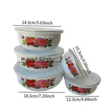 Maxbell 5 Pieces Enamel Covered Bowls Food Prepared Bowls for Prepping Rice Biscuits Style D