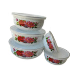 Maxbell 5 Pieces Enamel Covered Bowls Food Prepared Bowls for Prepping Rice Biscuits Style D