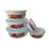 Maxbell 5 Pieces Enamel Covered Bowls Food Prepared Bowls for Prepping Rice Biscuits Style D