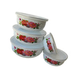 Maxbell 5 Pieces Enamel Covered Bowls Food Prepared Bowls for Prepping Rice Biscuits Style D
