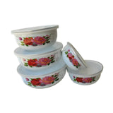 Maxbell 5 Pieces Enamel Covered Bowls Food Prepared Bowls for Prepping Rice Biscuits Style D