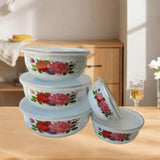 Maxbell 5 Pieces Enamel Covered Bowls Food Prepared Bowls for Prepping Rice Biscuits Style D