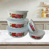 Maxbell 5 Pieces Enamel Covered Bowls Food Prepared Bowls for Prepping Rice Biscuits Style D