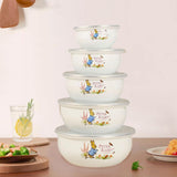 Maxbell 5x Enamel Bowls Multipurpose Prepared Bowls for Decorative Ice Cream Noodles Bunny