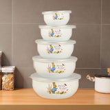 Maxbell 5x Enamel Bowls Multipurpose Prepared Bowls for Decorative Ice Cream Noodles Bunny