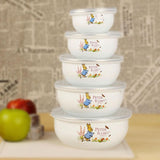 Maxbell 5x Enamel Bowls Multipurpose Prepared Bowls for Decorative Ice Cream Noodles Bunny