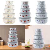 Maxbell 5x Enamel Bowls Multipurpose Prepared Bowls for Decorative Ice Cream Noodles Bunny