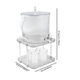 Maxbell Drink Dispenser Large Capacity Clear with Stand with Cups Beverage Dispenser Clear 3.5L