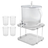 Maxbell Drink Dispenser Large Capacity Clear with Stand with Cups Beverage Dispenser Clear 3.5L